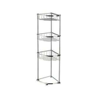 Smedbo DK2051 7 in. Free Standing Three Level Corner Basket in Polished Chrome from the Sideline Collection
